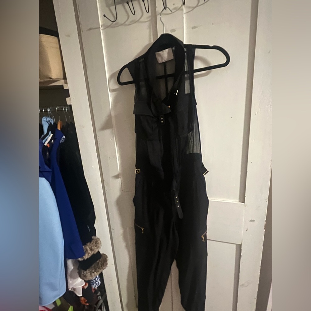 Jason Wu Black Sheer Utility Jumpsuit XS (US 2) Gold Zip Detail - Picture 5 of 16